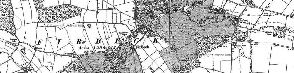 Old map of Firbeck in 1890