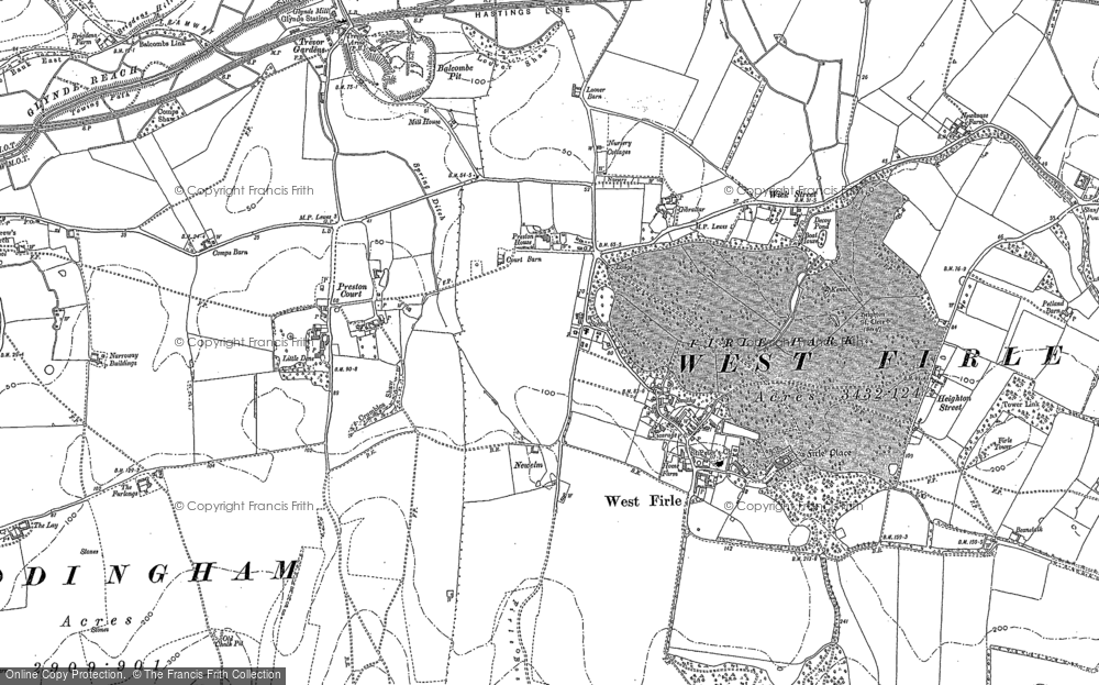 Old Map of Firle, 1898 in 1898
