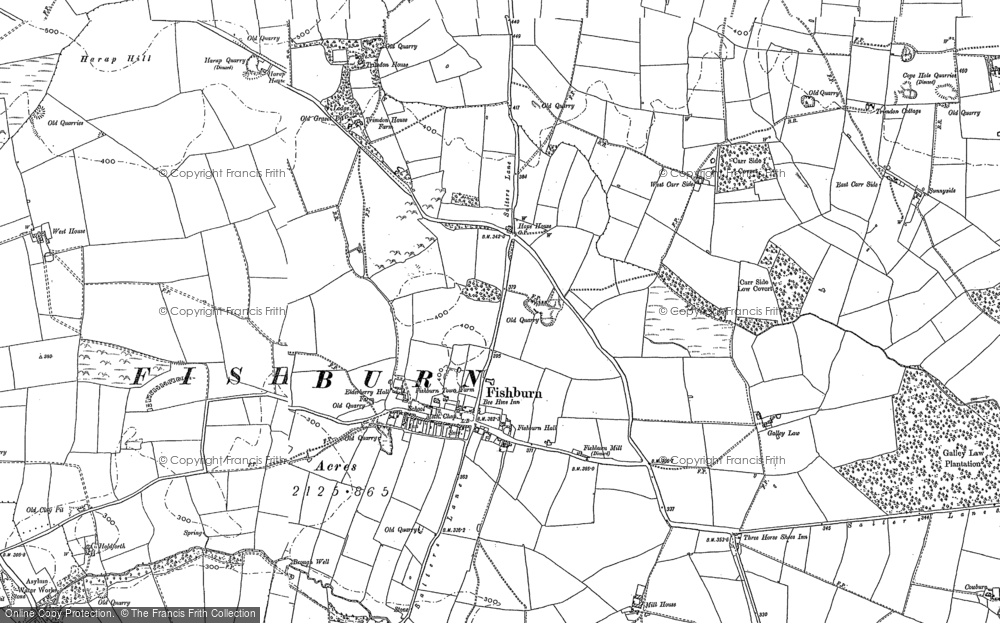 Old Map of Historic Map covering Butterwick Moor in 1896