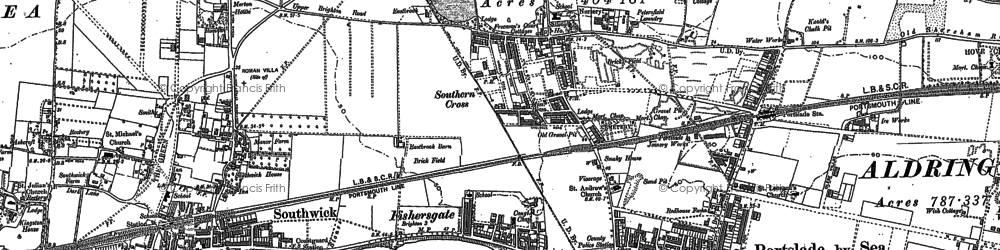 Old map of Fishersgate in 1896