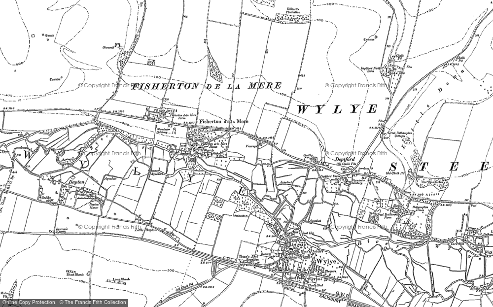 Old Map of Historic Map covering Wylye Valley in 1899