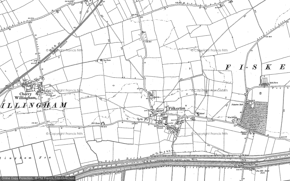 Old Map of Fiskerton, 1886 in 1886