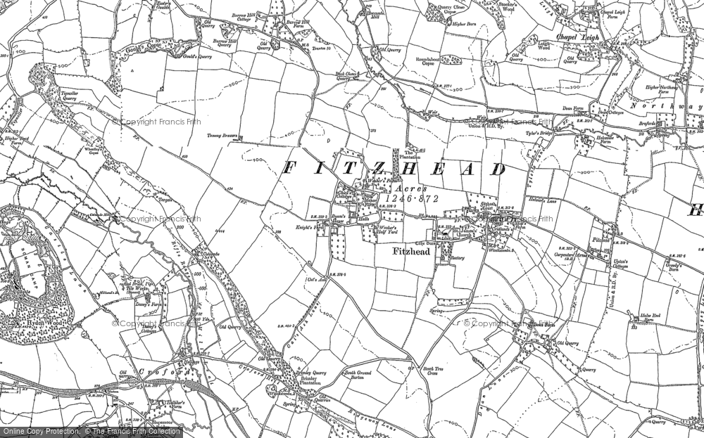 Old Map of Historic Map covering Hoccombe in 1887