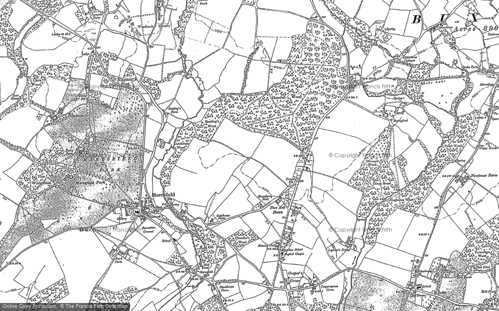 Old Map of Five Ash Down, 1873 - 1898 in 1873