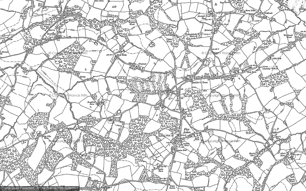 Old Map of Historic Map covering Butcher's Cross in 1897
