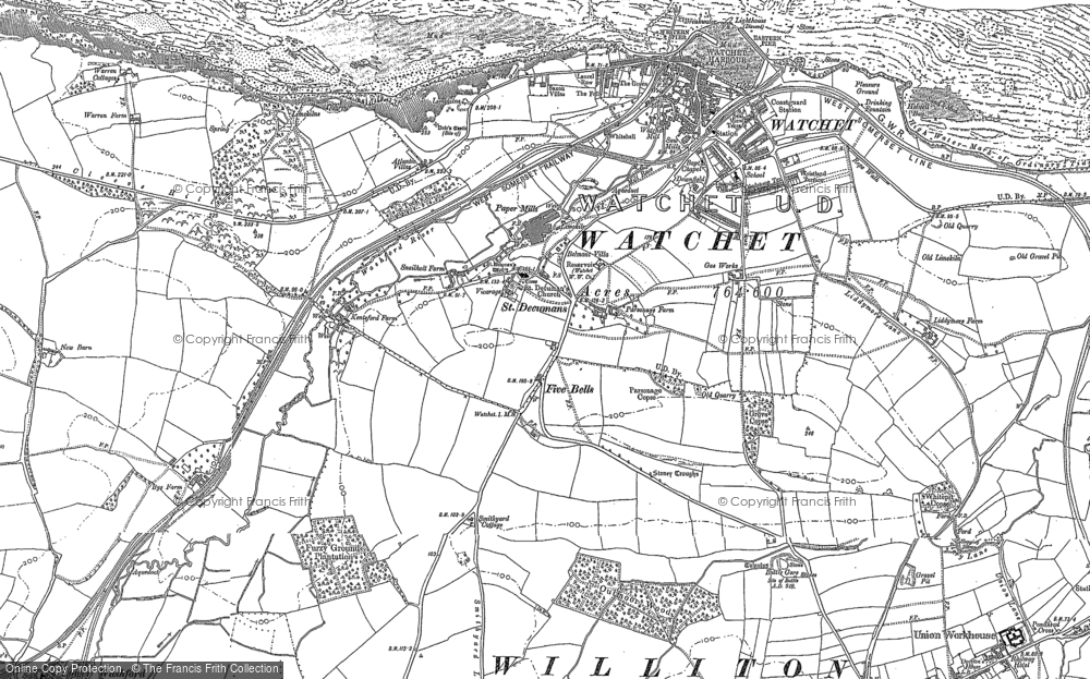 Old Map of Historic Map covering St Decumans in 1887
