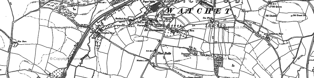 Old map of St Decumans in 1887
