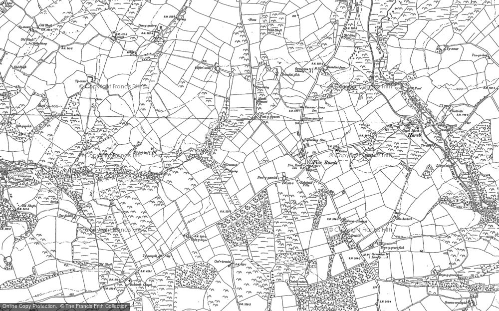 Old Map of Historic Map covering Brynygroes Fawr in 1878