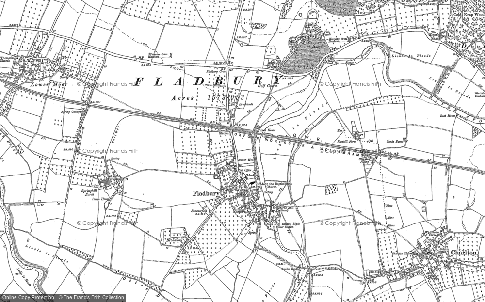 Old Map of Fladbury, 1884 in 1884