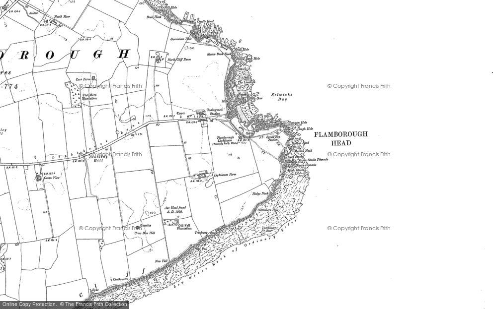 Old Map of Flamborough Head, 1889 - 1909 in 1889