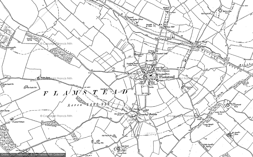 Old Map of Historic Map covering Trowley Bottom in 1897