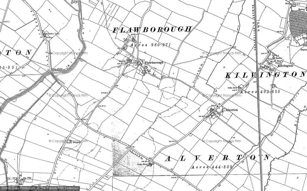 Old Map of Flawborough, 1887 - 1899 in 1887