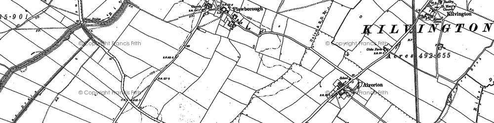 Old map of Flawborough in 1887