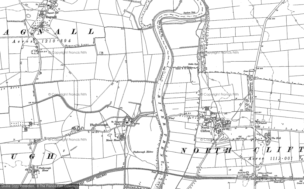 Old Map of Fledborough, 1884 in 1884