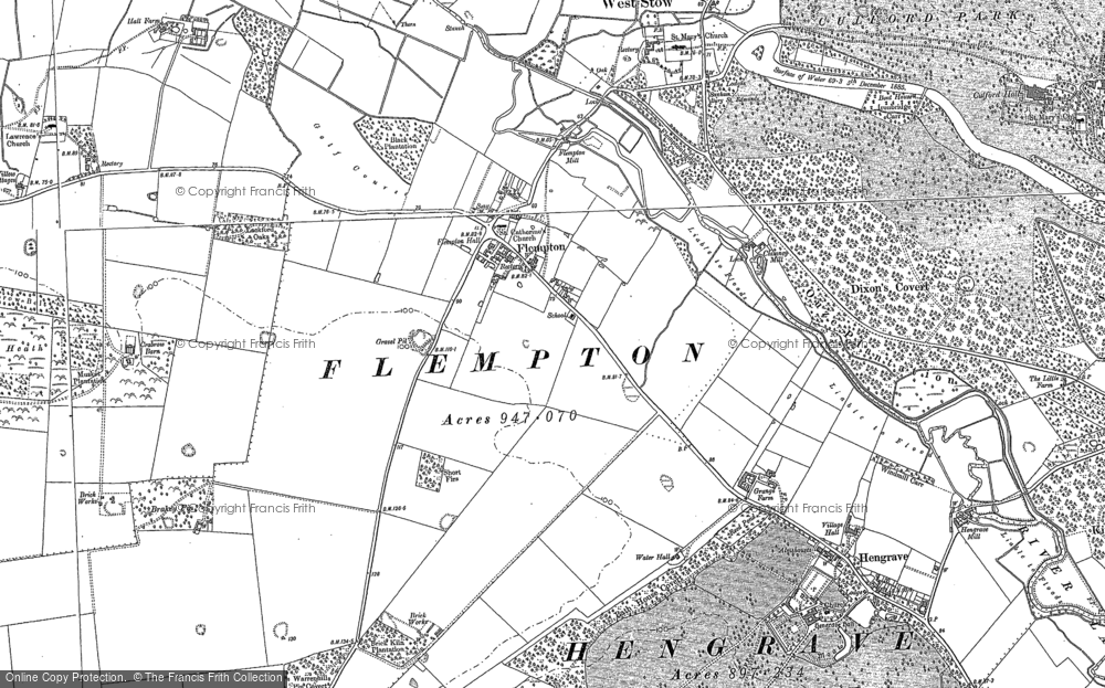 Old Map of Flempton, 1882 - 1883 in 1882