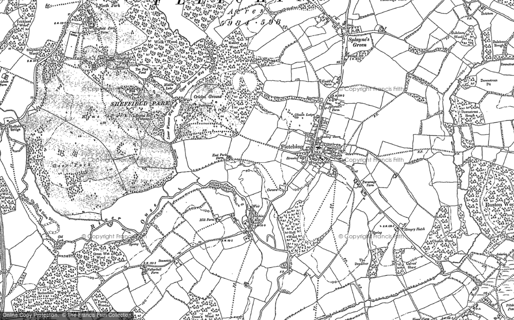 Old Map of Fletching, 1898 in 1898