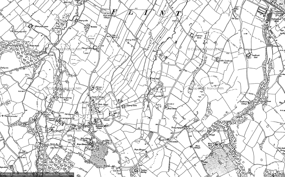 Old Map of Historic Map covering Bryn-y-garreg in 1898