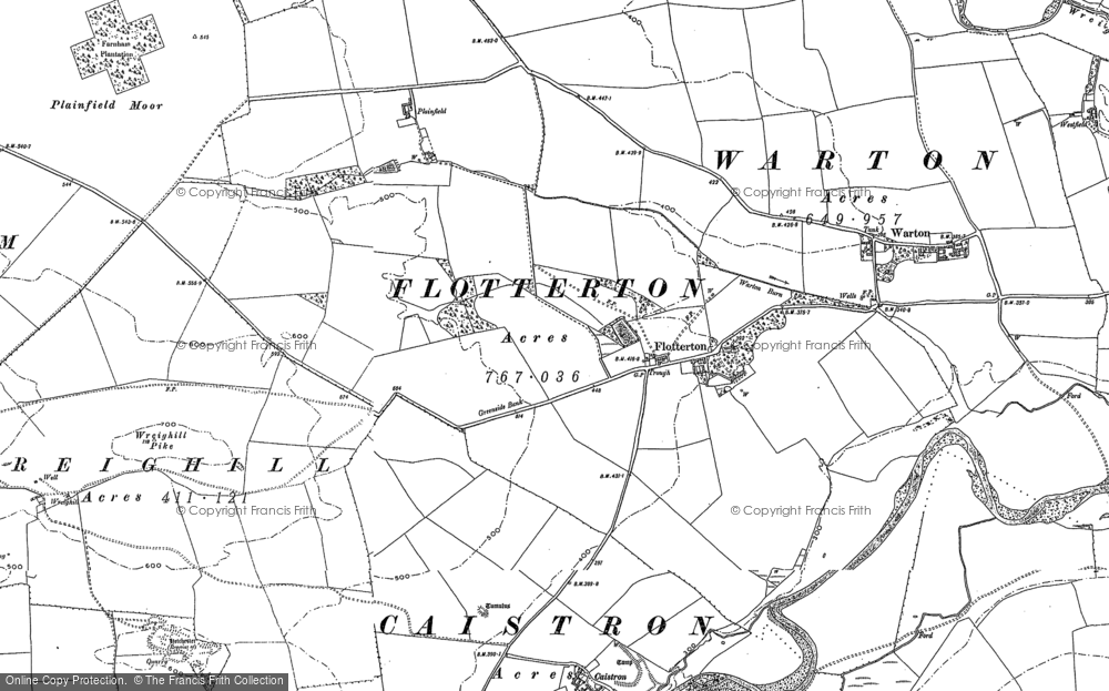 Old Map of Historic Map covering Wreighill Pike in 1896