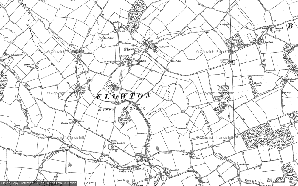 Old Map of Flowton, 1881 - 1884 in 1881