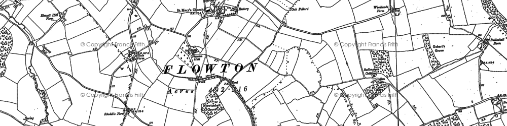 Old map of Flowton in 1881