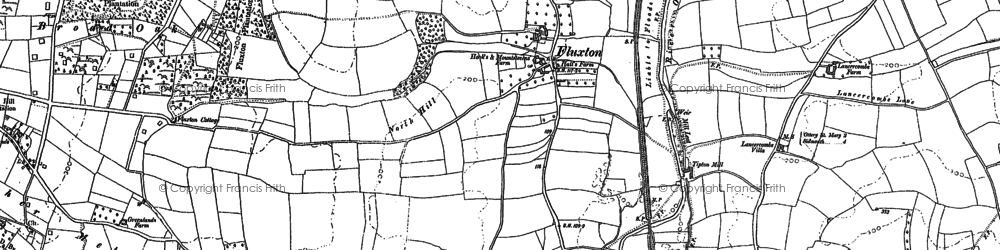 Old map of Fluxton in 1888