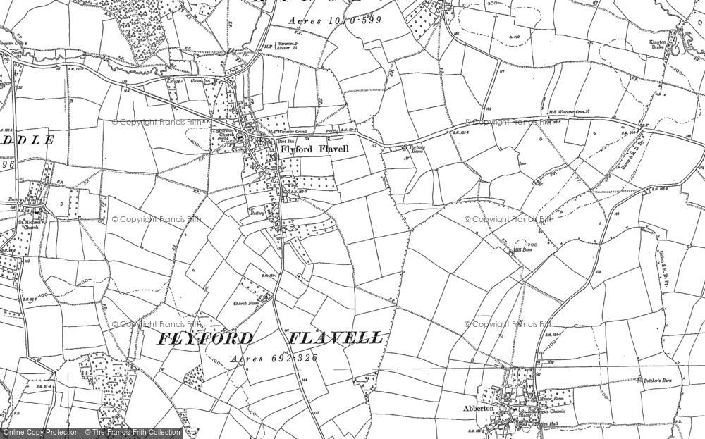 Old Map of Flyford Flavell, 1884 - 1903 in 1884