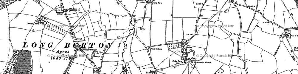 Old map of Folke in 1886