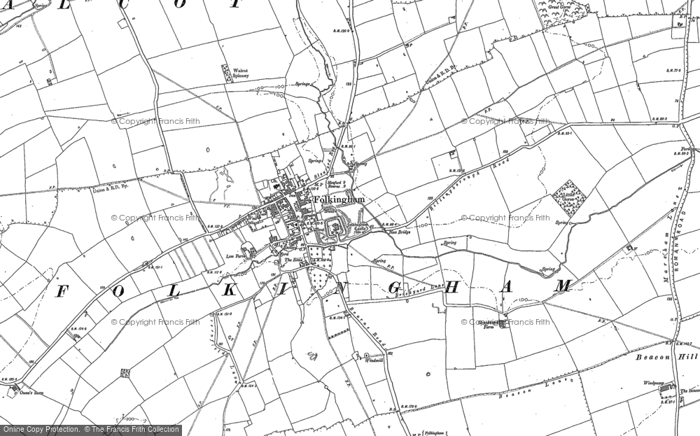Old Map of Folkingham, 1886 - 1887 in 1886