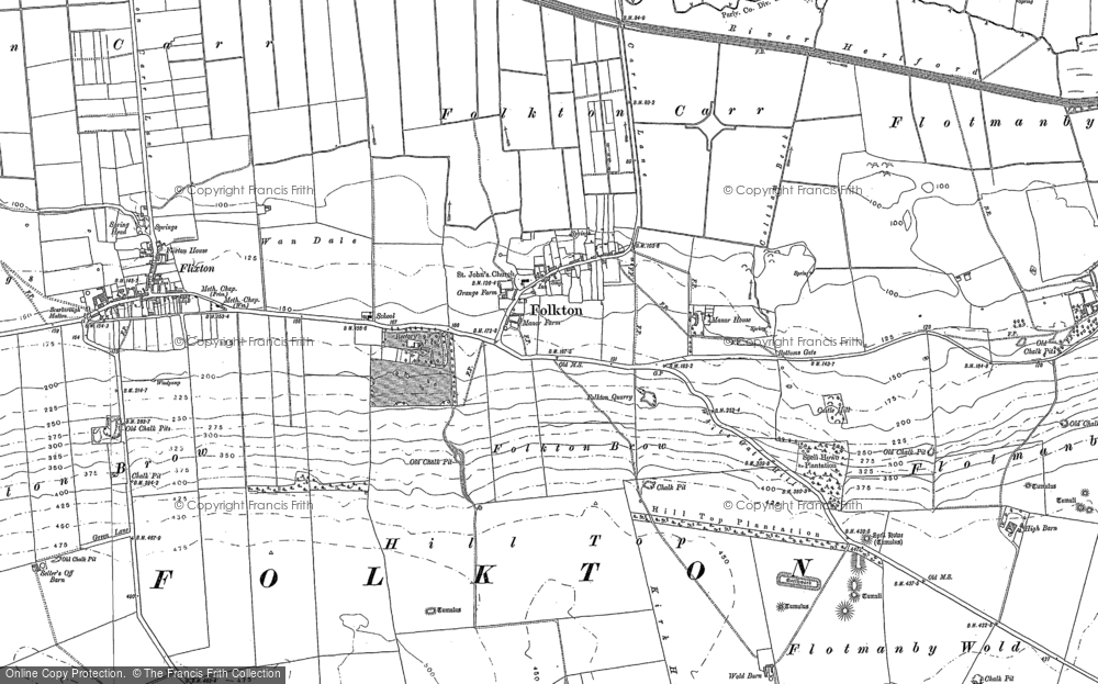 Old Map of Folkton, 1889 in 1889