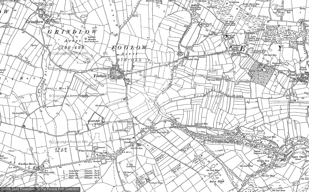 Old Map of Foolow, 1879 - 1880 in 1879