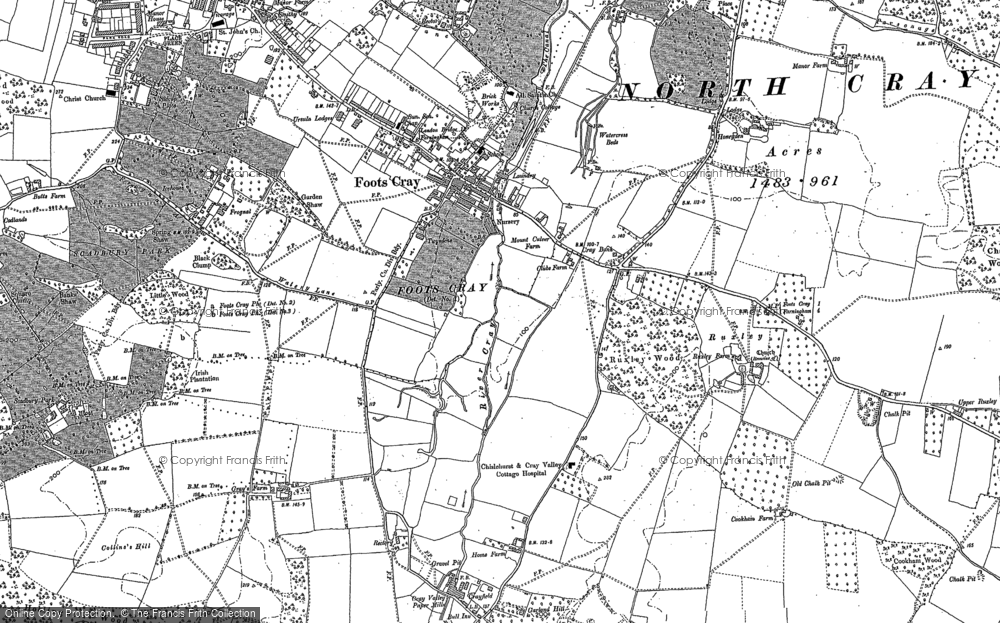 Old Map of Historic Map covering Ruxley in 1895
