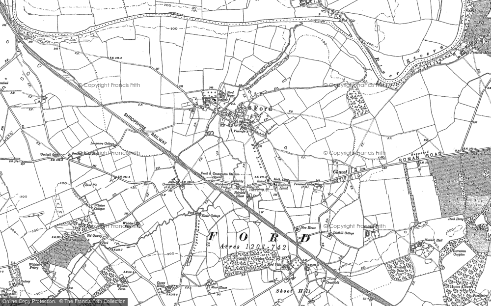 Old Map of Historic Map covering Butlane Head in 1881