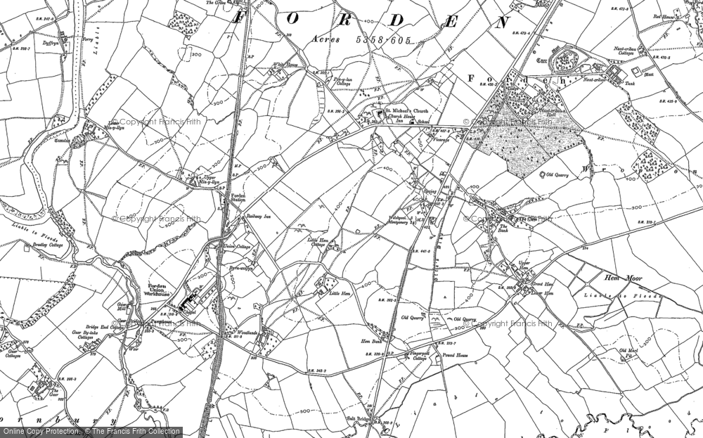 Old Map of Historic Map covering Woodlands in 1884