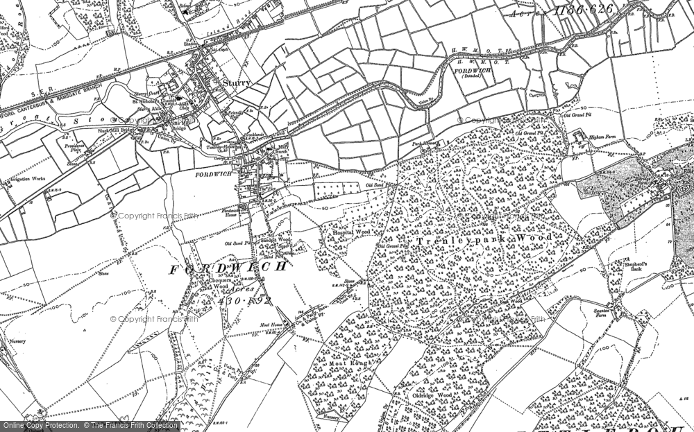 Old Map of Fordwich, 1896 in 1896