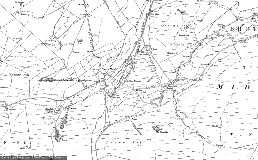 Old Map of Historic Map covering Brown Fell in 1898