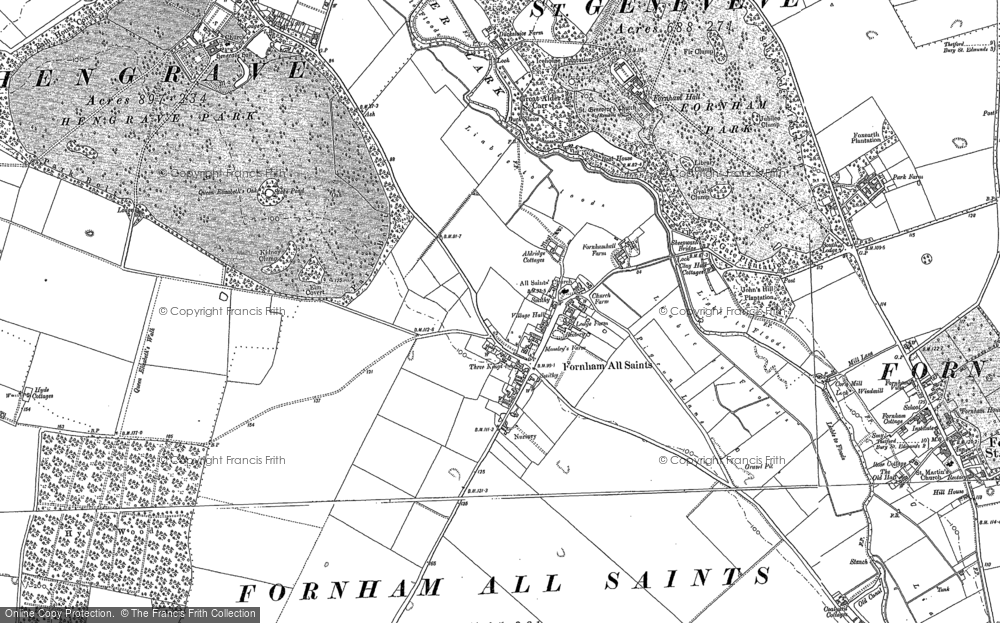 Old Map of Fornham All Saints, 1883 - 1884 in 1883