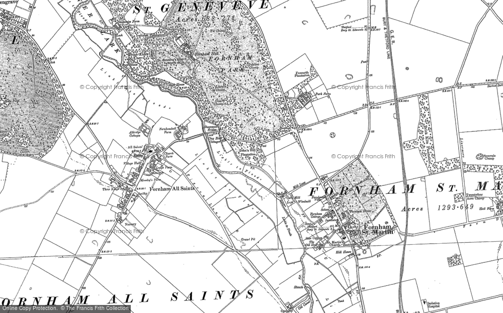 Old Map of Fornham St Genevieve, 1883 in 1883