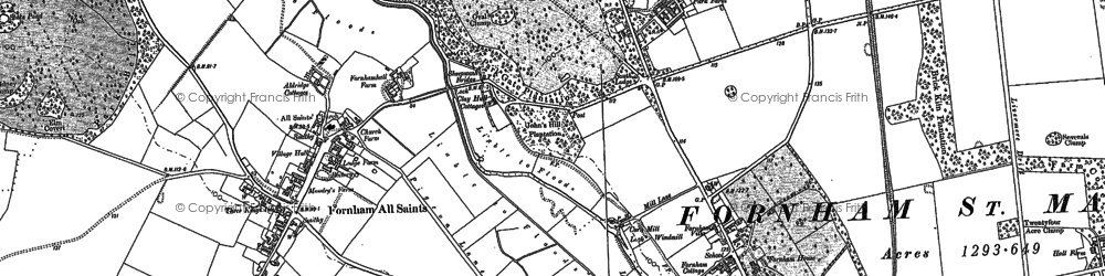 Old map of Fornham St Genevieve in 1883