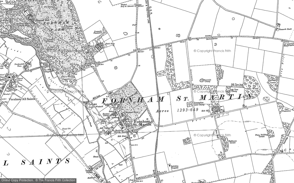 Old Map of Fornham St Martin, 1883 - 1884 in 1883
