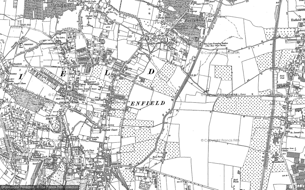 Old Map of Forty Hill, 1895 - 1912 in 1895