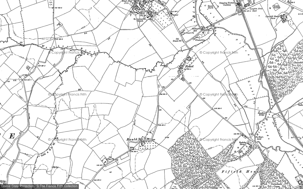 Old Map of Historic Map covering Westcote Brook in 1898