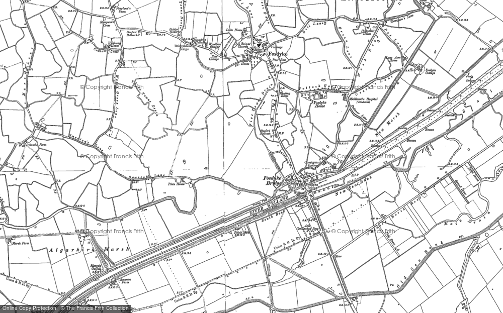 Old Map of Fosdyke Bridge, 1886 - 1887 in 1886