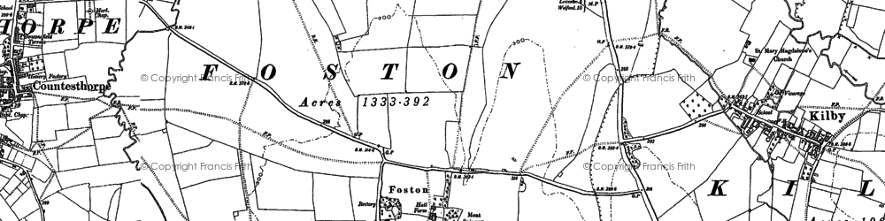 Old map of Foston in 1885