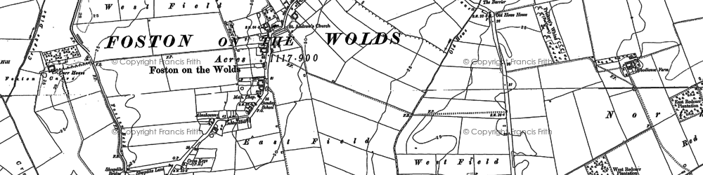 Old map of Foston on the Wolds in 1890