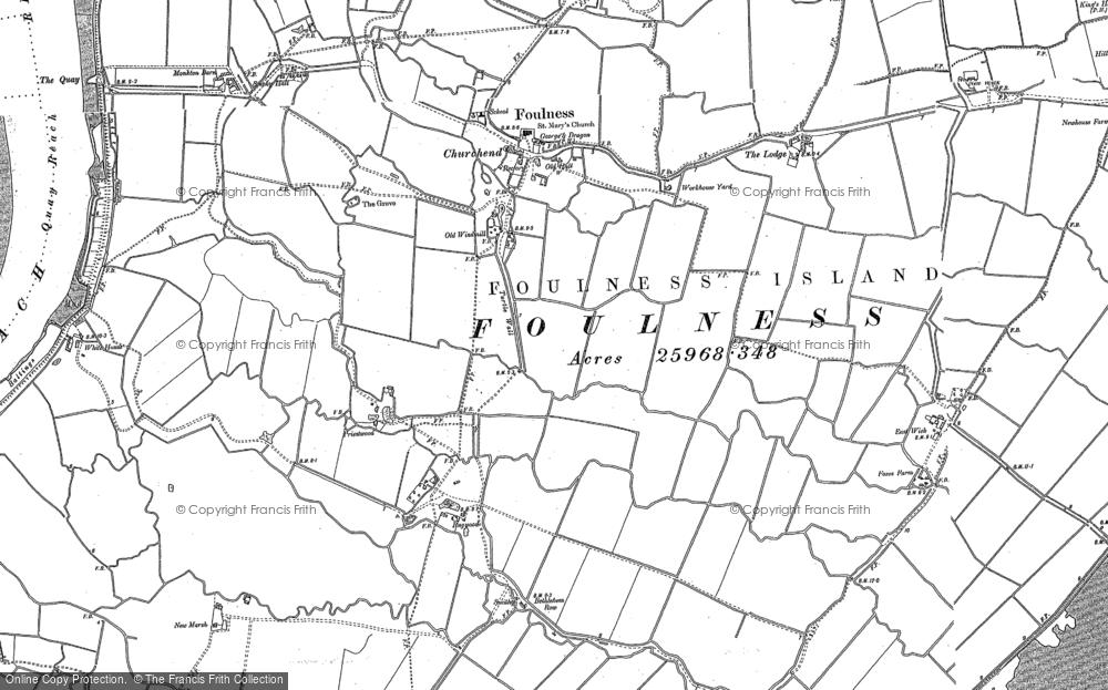Old Map of Foulness Island, 1895 in 1895