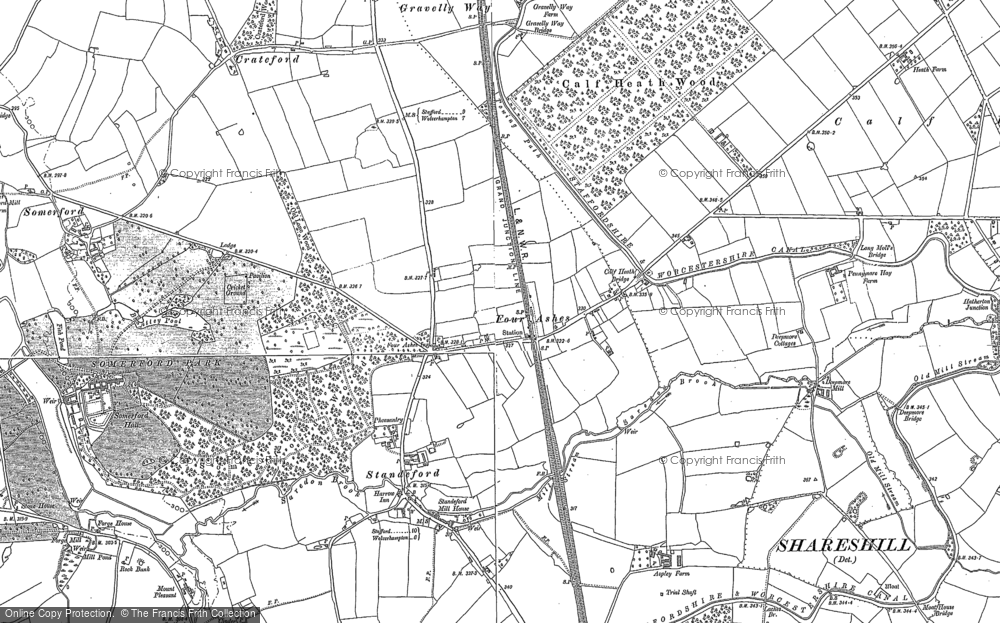 Old Map of Four Ashes, 1883 in 1883