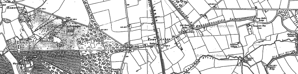 Old map of Four Ashes in 1883