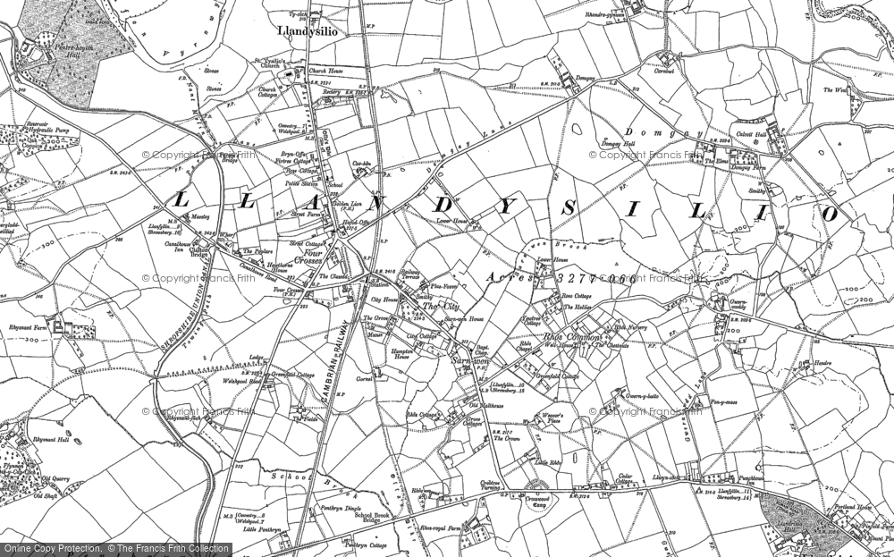 Old Map of Four Crosses, 1900 in 1900