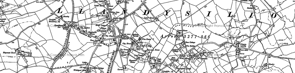 Old map of Four Crosses in 1900