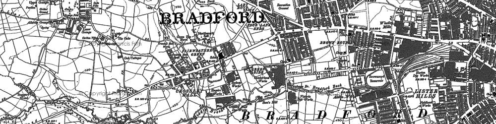 Old map of Four Lane Ends in 1891